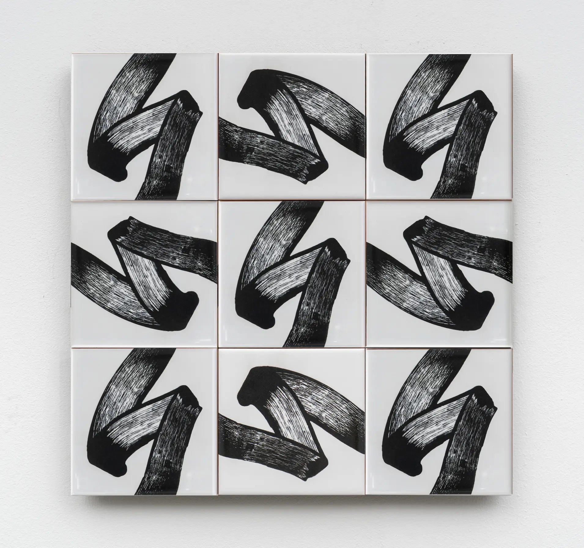JonOne First Series limited edition ceramic tile artwork by Clay – black abstract brushstroke design, available on Clay